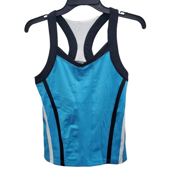 Bolle High Performance Women's Blue Black Stripe Built in Bra Athletic Tank Sz S - Picture 1 of 5
